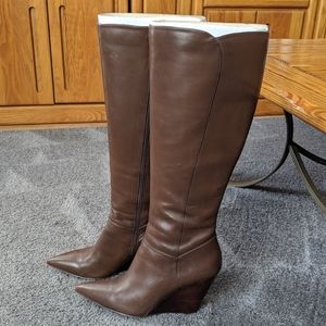 Nine West Leather Wedge Heel Boots (Brown) 12 US